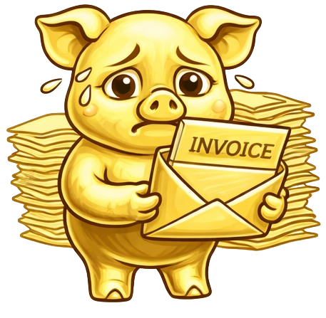 Illustration of the second little pig holding an invoice and paperwork
